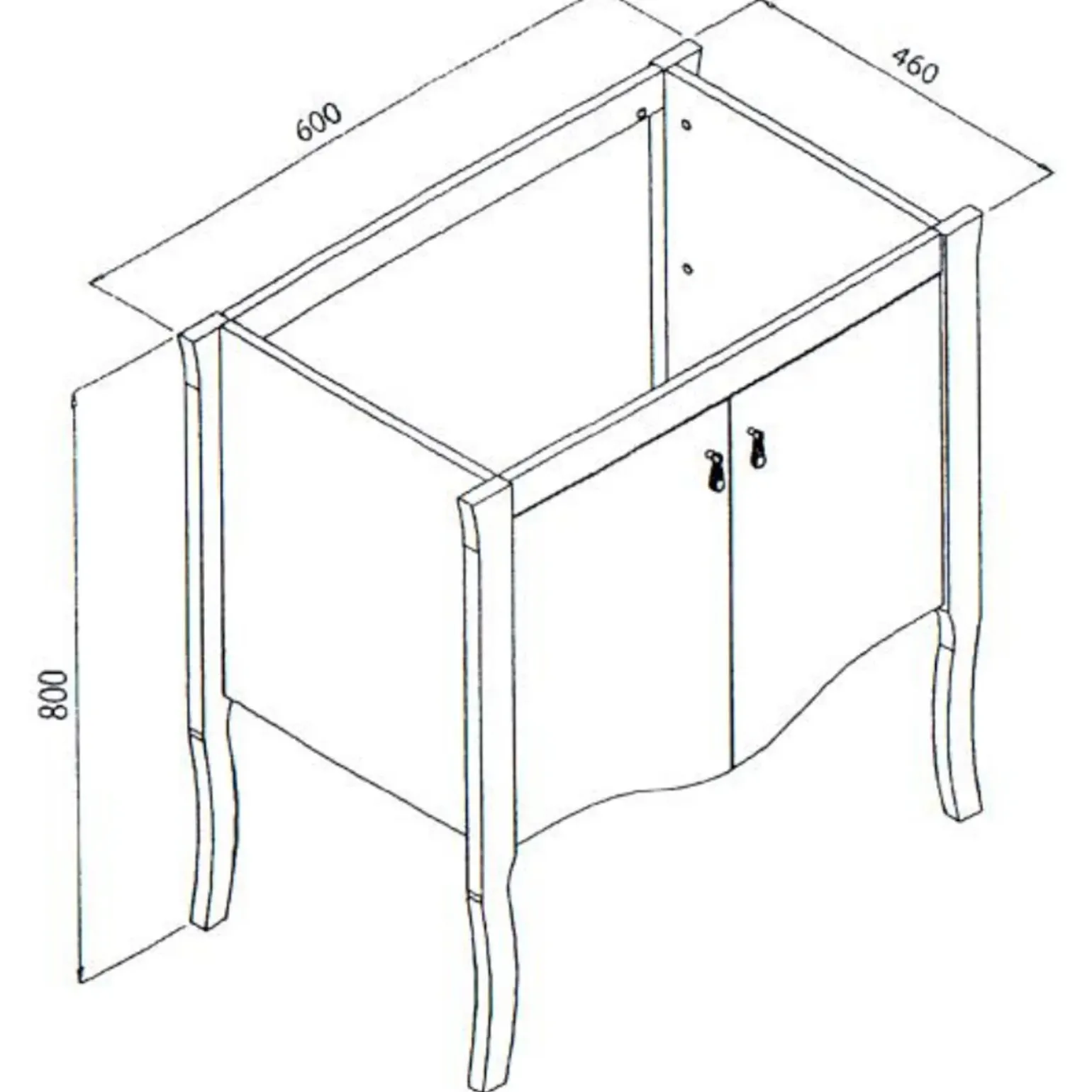Mobile bagno classico 60cm con lavabo 2 ante bianco Brigit