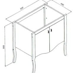 Mobile bagno classico 80cm con lavabo 2 ante bianco Brigit