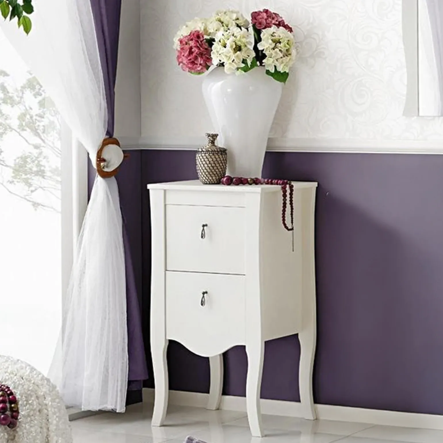 Mobile bagno classico 45cm 2 cassetti bianco Brigit