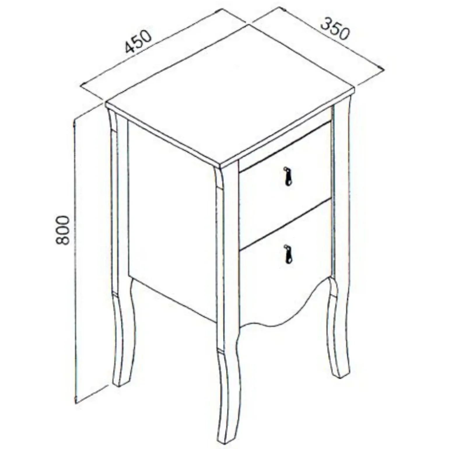 Mobile bagno classico 45cm 2 cassetti bianco Brigit