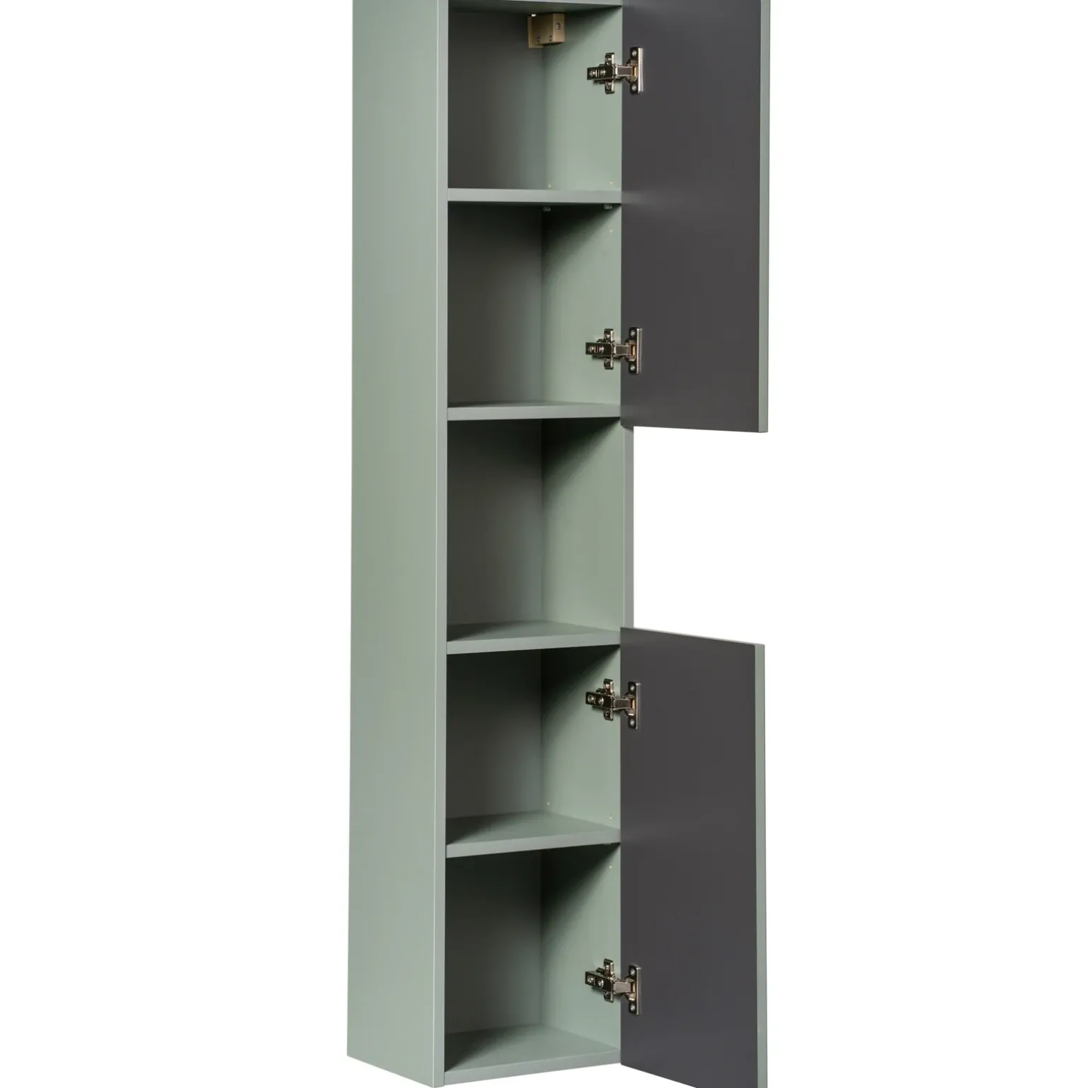 Mobile bagno sospeso cannettato 50cm con lavabo, specchio e colonna verde salvia rovere Greeny