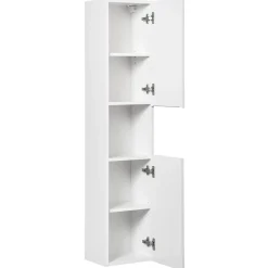 Mobile bagno sospeso cannettato 100cm con lavabo e colonna bianco rovere Cleany