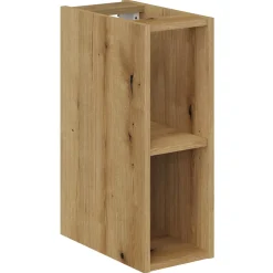 Mobile bagno sospeso cannettato 100cm con lavabo e colonna bianco rovere Cleany