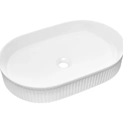 Mobile bagno sospeso cannettato 80cm con lavabo e colonna beige bianco Cleany