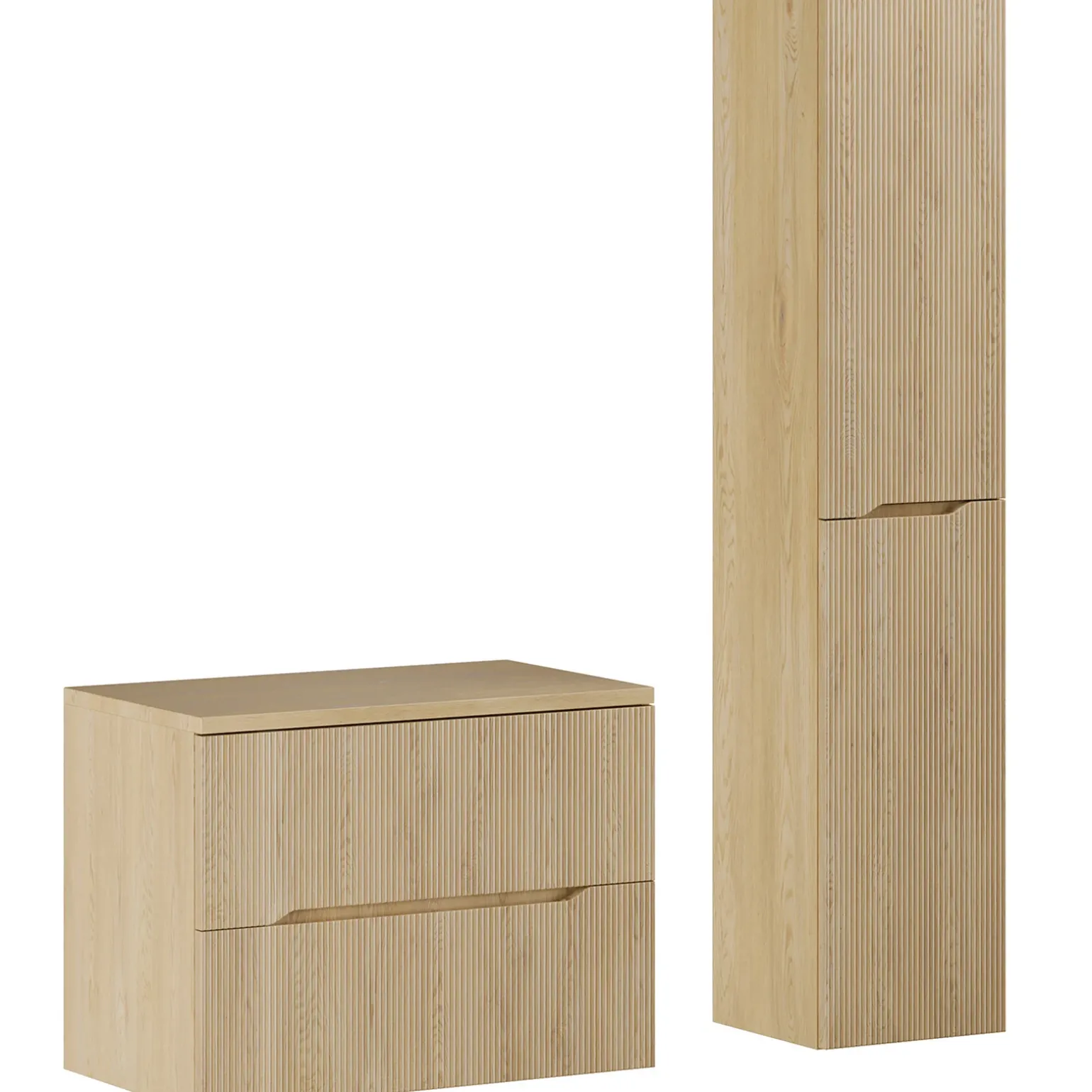 Mobile bagno sospeso cannettato 80cm con colonna rovere Pretty