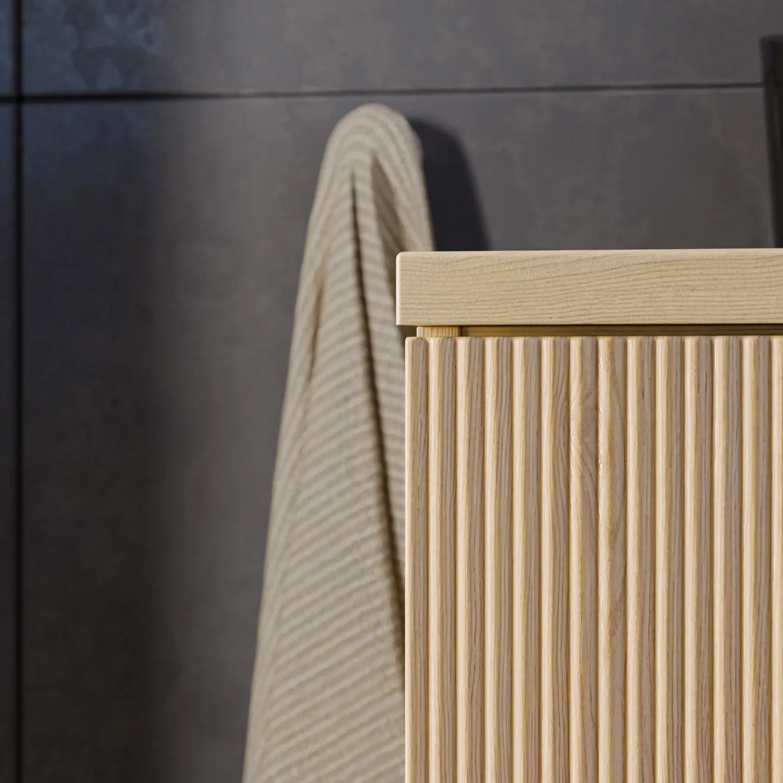 Mobile bagno sospeso cannettato 80cm con colonna rovere Pretty