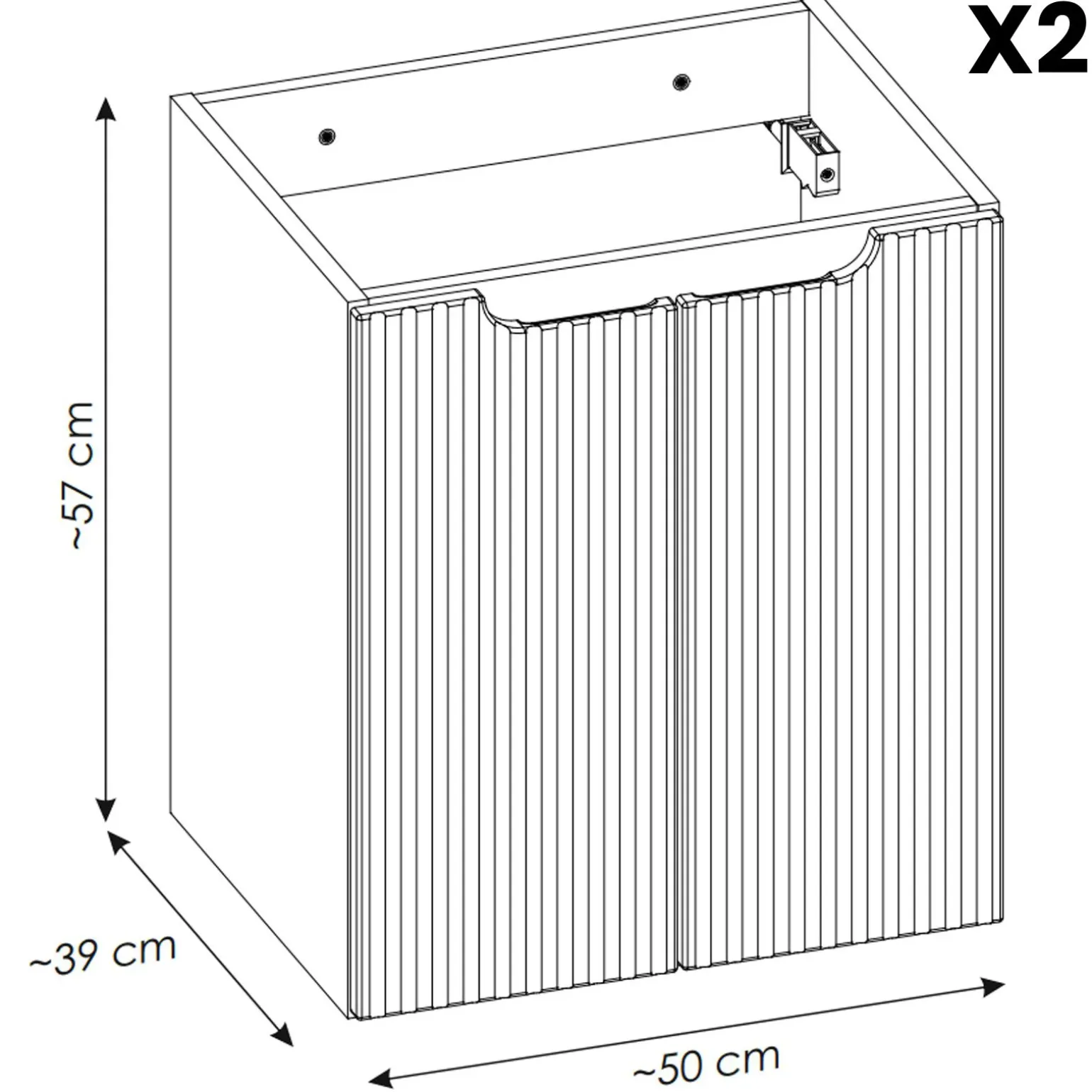 Mobile bagno sospeso cannettato 120cm 5 ante bianco rovere Cleany
