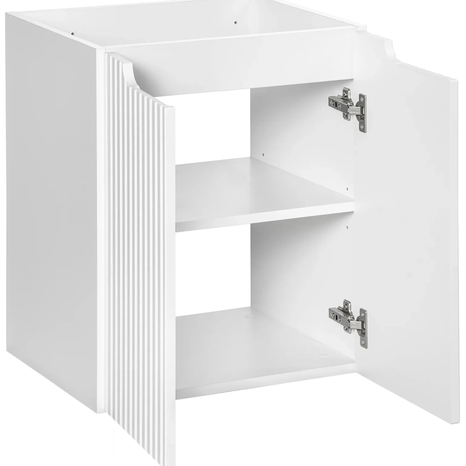 Mobile bagno sospeso cannettato 120cm 4 ante e 2 vani bianco rovere Cleany