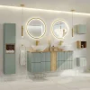 Mobile bagno sospeso cannettato 140cm 4 cassetti verde salvia rovere Greeny