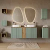 Mobile bagno sospeso cannettato 140cm 5 ante verde salvia rovere Greeny
