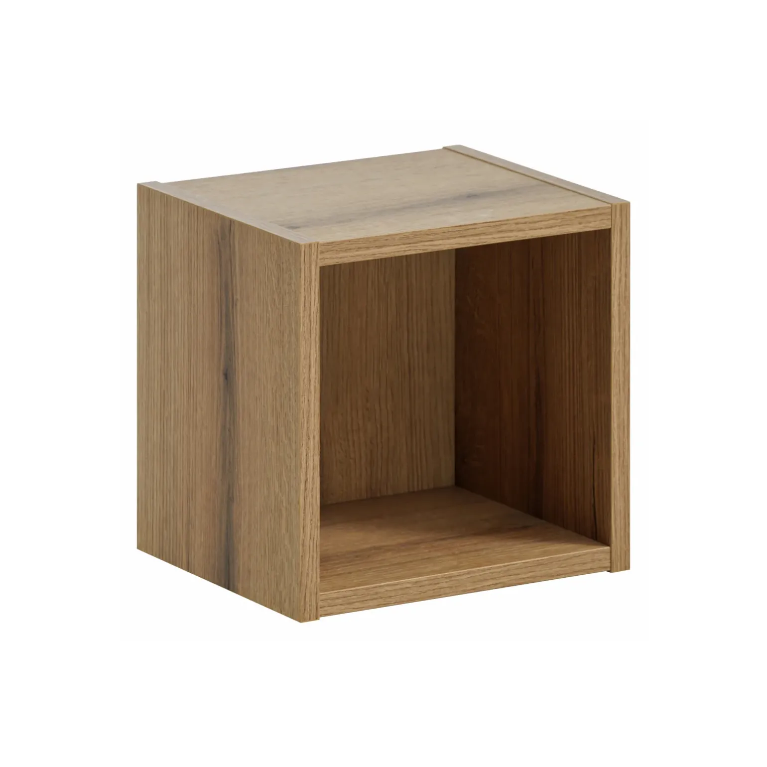 Mobile bagno sospeso cannettato 80cm con lavabo e colonna beige rovere Cleany