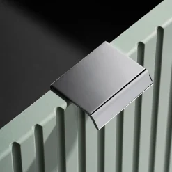 Mobile bagno sospeso cannettato 80cm con lavabo e colonna verde salvia rovere Greeny
