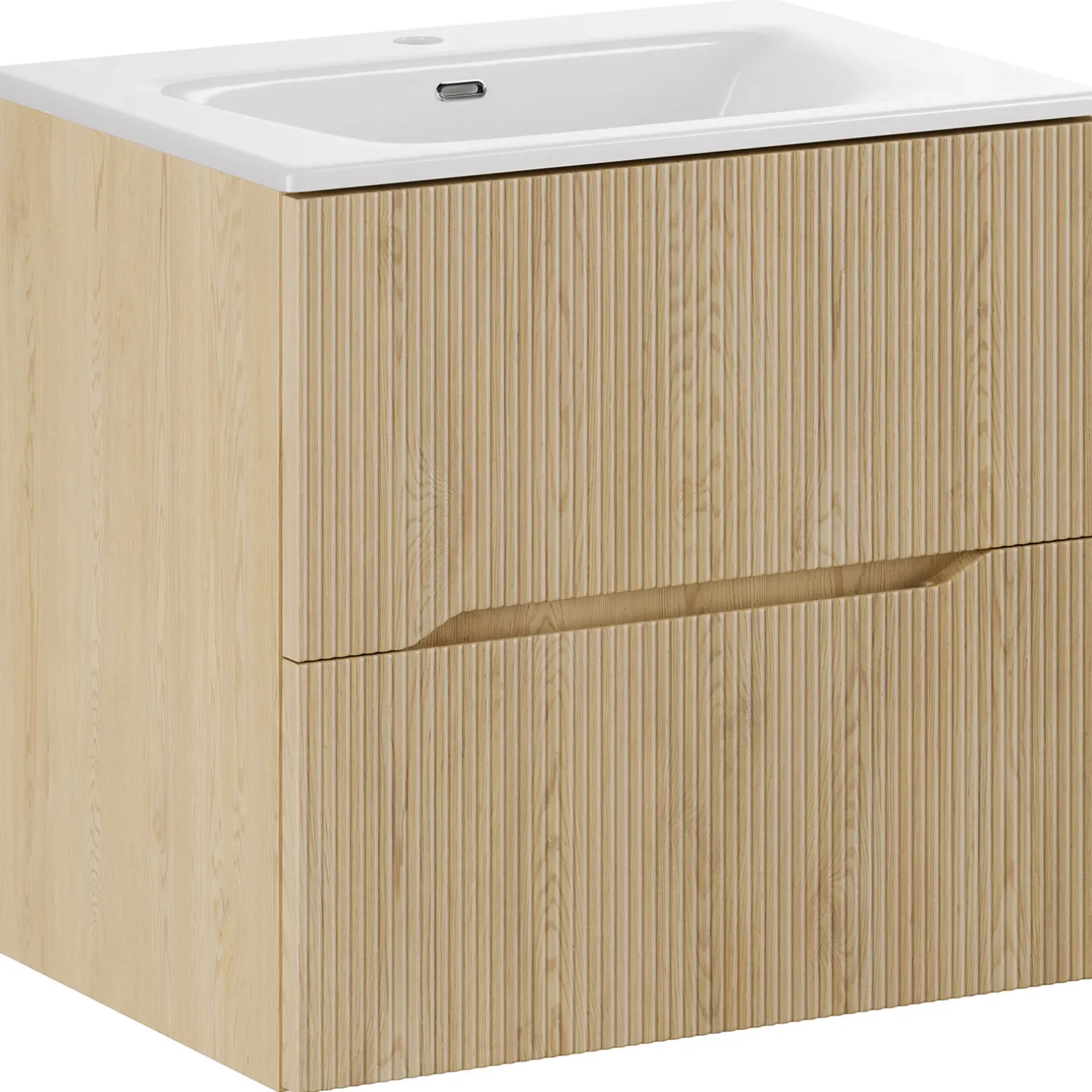 Mobile bagno sospeso cannettato 60cm con lavabo rovere Pretty