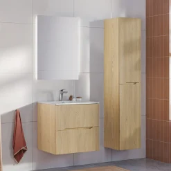 Mobile bagno sospeso cannettato 60cm con lavabo rovere Pretty