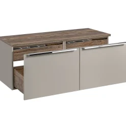 Mobile bagno sospeso 120cm 2 cassettoni e 2 cassetti attrezzati grigio quercia Serif