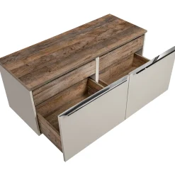 Mobile bagno sospeso 120cm 2 cassettoni e 2 cassetti attrezzati grigio quercia Serif