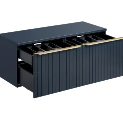Mobile bagno sospeso 120cm 2 cassettoni e 2 cassetti attrezzati cannettato blu Deep