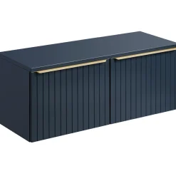 Mobile bagno sospeso 120cm 2 cassettoni e 2 cassetti attrezzati cannettato blu Deep
