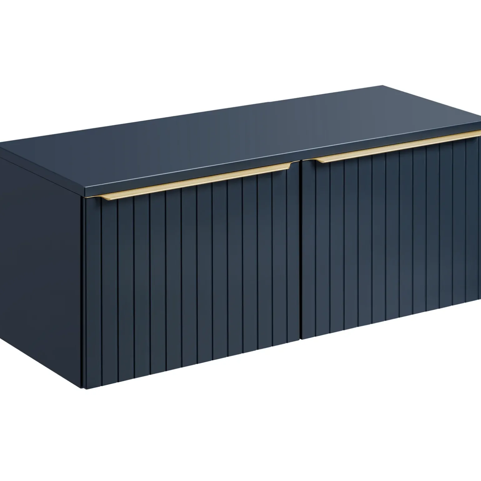 Mobile bagno sospeso 120cm 2 cassettoni e 2 cassetti attrezzati cannettato blu Deep