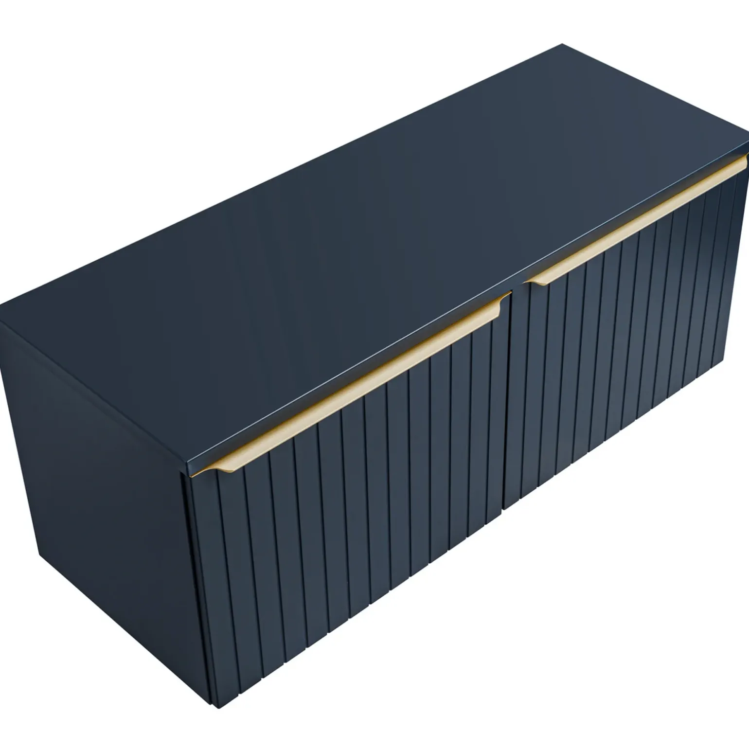 Mobile bagno sospeso 120cm 2 cassettoni e 2 cassetti attrezzati cannettato blu Deep