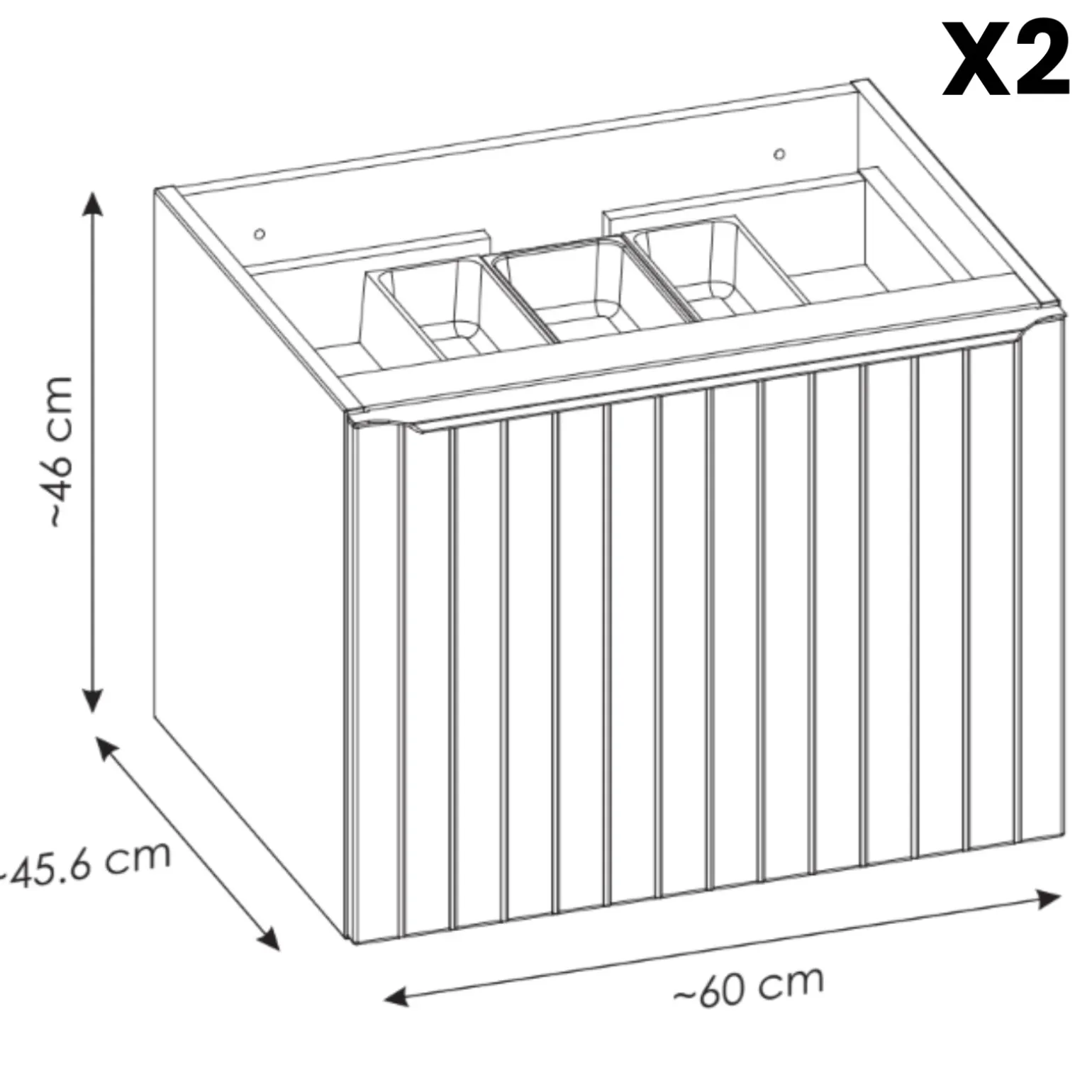 Mobile bagno sospeso 120cm 2 cassettoni e 2 cassetti attrezzati cannettato blu Deep