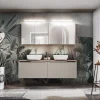 Mobile bagno sospeso 160cm 2 cassettoni e 2 cassetti attrezzati grigio quercia Serif