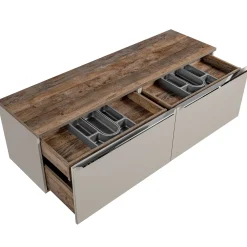 Mobile bagno sospeso 160cm 2 cassettoni e 2 cassetti attrezzati grigio quercia Serif