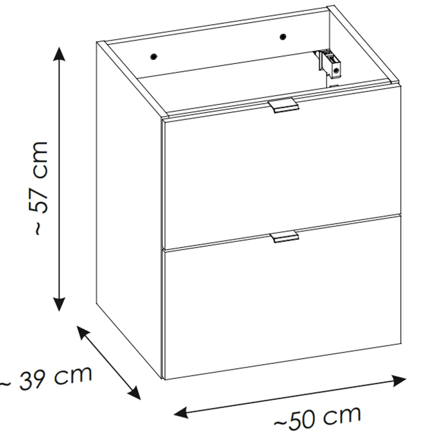 Mobile bagno sospeso 50cm 2 cassetti con lavabo rovere Rovery