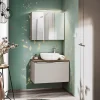 Mobile bagno sospeso 80cm 1 cassettone e 1 cassetto attrezzato grigio quercia Serif