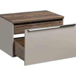 Mobile bagno sospeso 80cm 1 cassettone e 1 cassetto attrezzato grigio quercia Serif