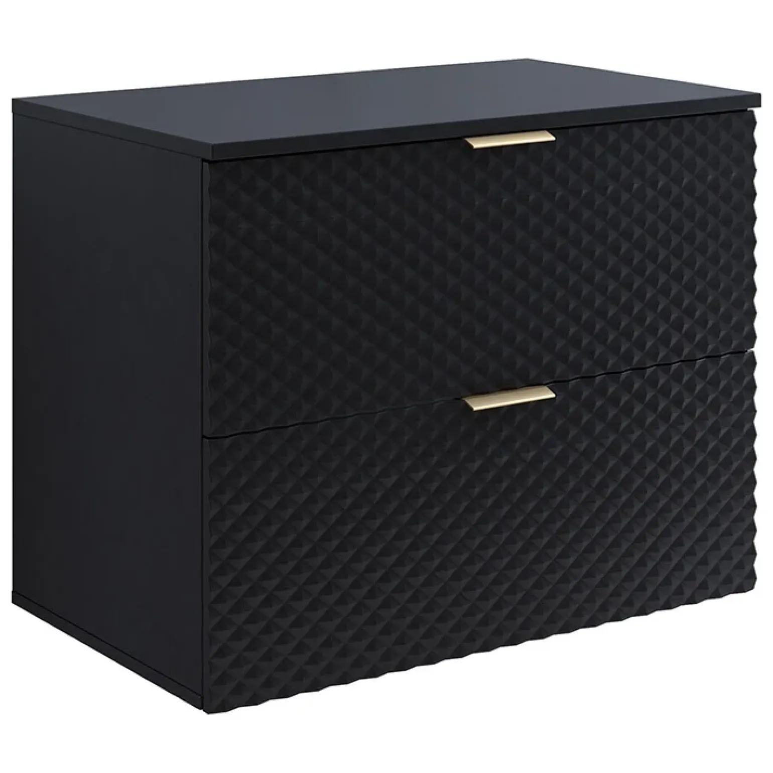 Mobile bagno sospeso 81cm 2 cassetti nero frontali decorati Konny