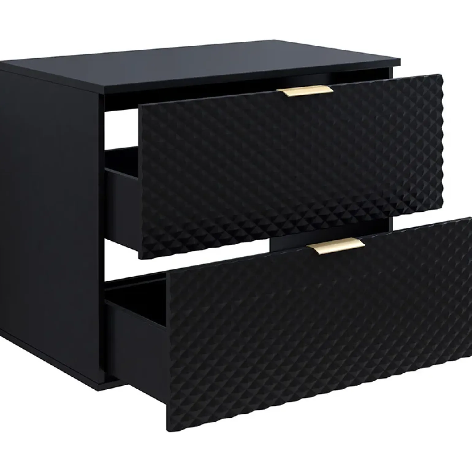 Mobile bagno sospeso 81cm 2 cassetti nero frontali decorati Konny
