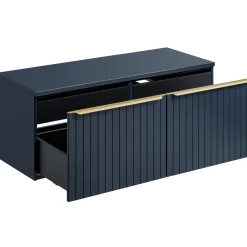 Mobile bagno sospeso 160cm 2 cassettoni e 2 cassetti attrezzati cannettato blu Deep