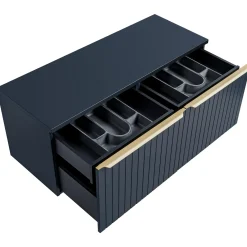 Mobile bagno sospeso 160cm 2 cassettoni e 2 cassetti attrezzati cannettato blu Deep