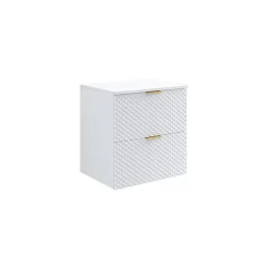 Mobile bagno sospeso 61cm 2 cassetti bianco frontali decorati Konny