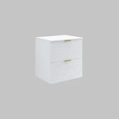Mobile bagno sospeso 61cm 2 cassetti bianco frontali decorati Konny