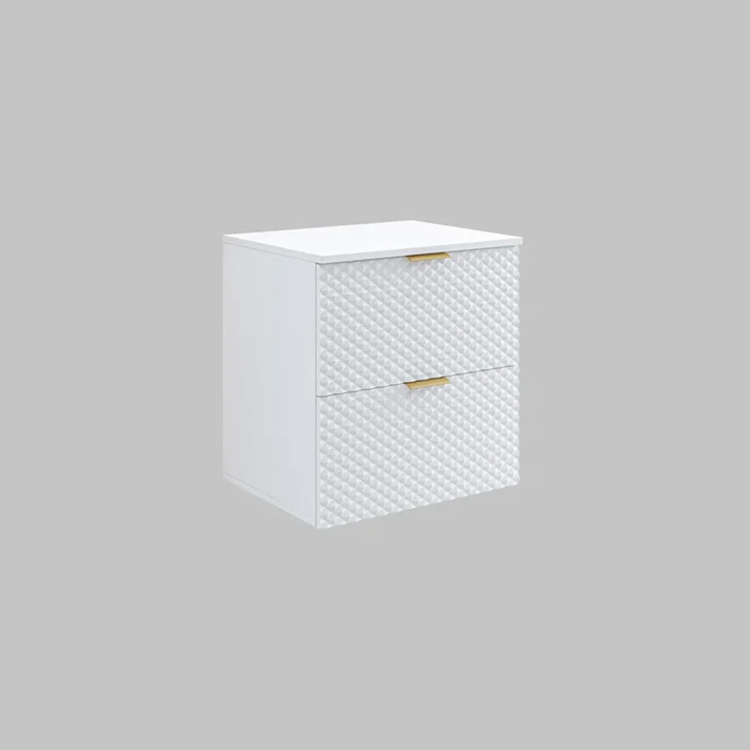Mobile bagno sospeso 61cm 2 cassetti bianco frontali decorati Konny