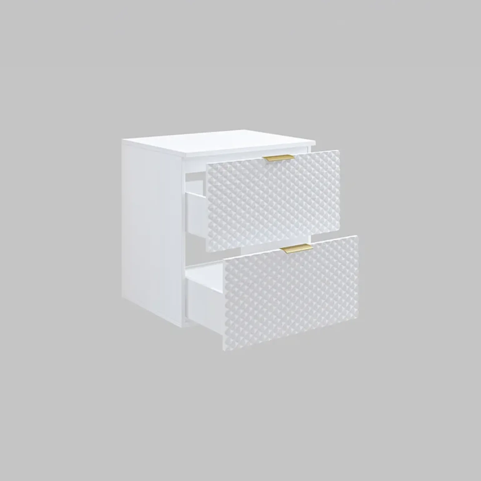 Mobile bagno sospeso 61cm 2 cassetti bianco frontali decorati Konny