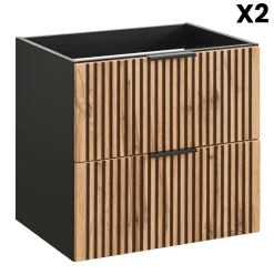 Mobile bagno sospeso 120cm 4 cassetti cannettato quercia antracite Limpid