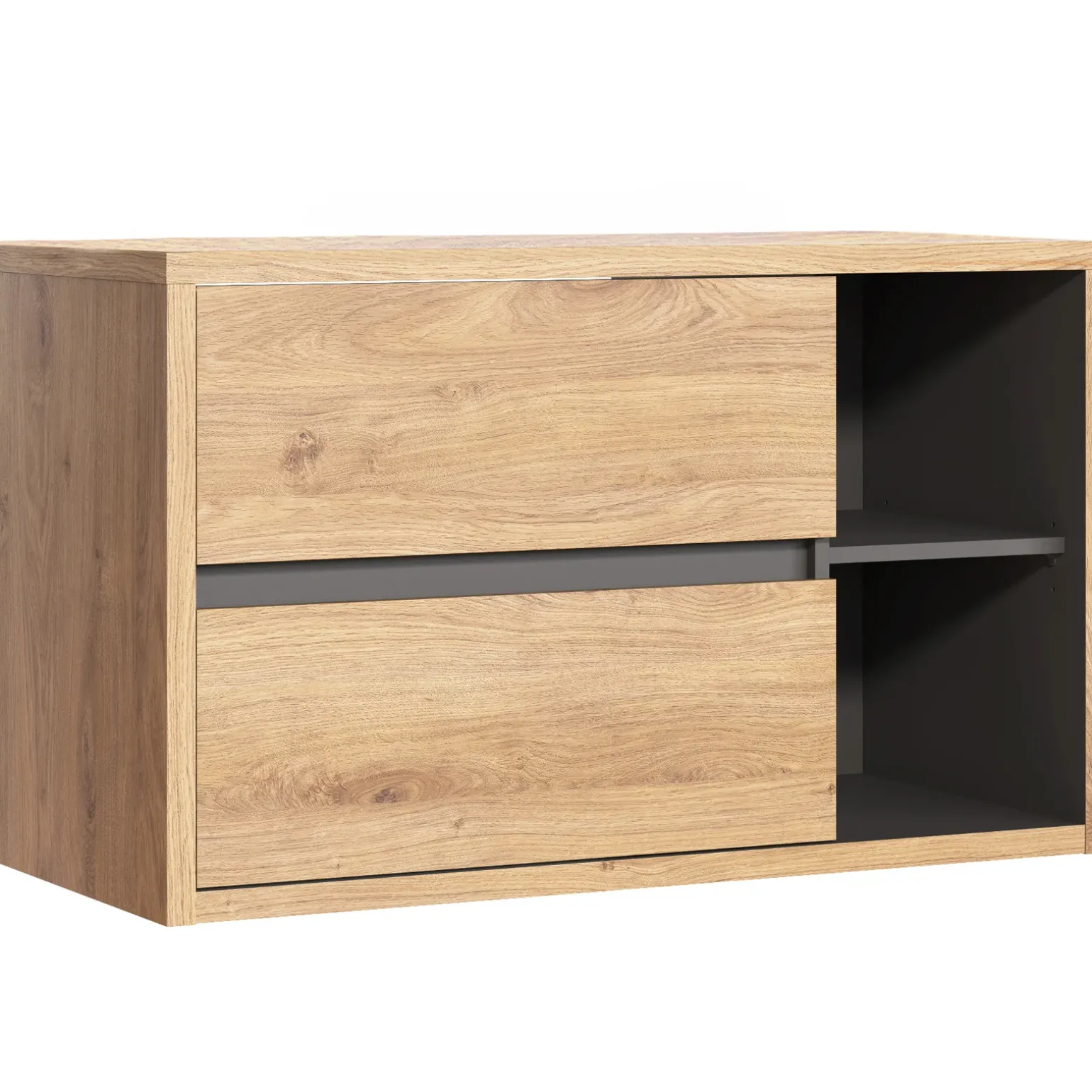 Mobile bagno sospeso 100cm 2 cassetti rovere antracite Veny