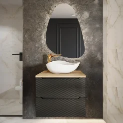 Mobile bagno sospeso 60cm 2 cassetti nero rovere Swim