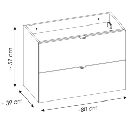 Mobile bagno sospeso 80cm 2 cassetti rovere Rovery