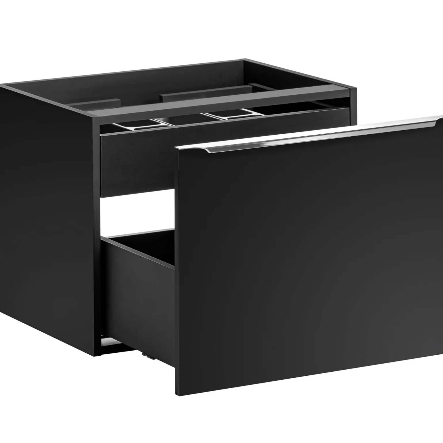Mobile bagno sospeso 80cm 1 cassettone e 1 cassetto attrezzato e 2 vani nero Serif