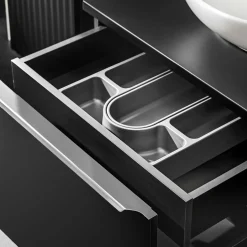 Mobile bagno sospeso 80cm 1 cassettone e 1 cassetto attrezzato e 2 vani nero Serif