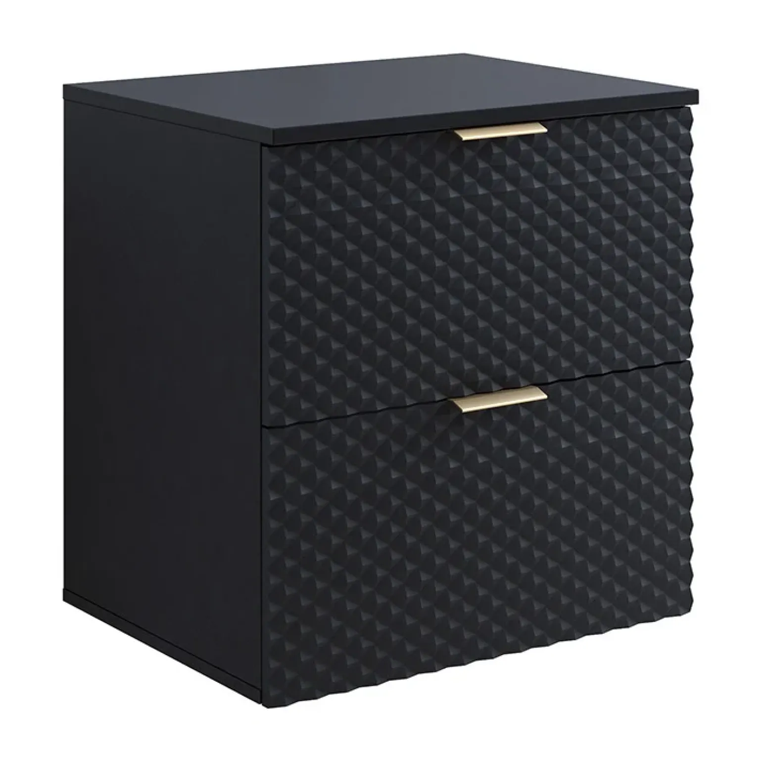 Mobile bagno sospeso 61cm 2 cassetti nero frontali decorati Konny