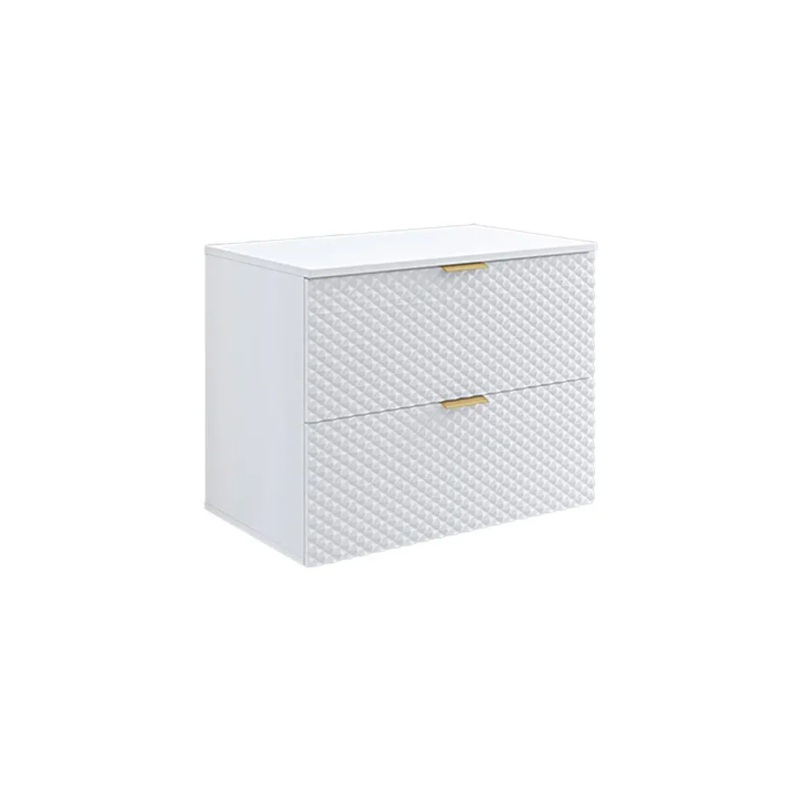 Mobile bagno sospeso 81cm 2 cassetti bianco frontali decorati Konny