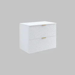 Mobile bagno sospeso 81cm 2 cassetti bianco frontali decorati Konny