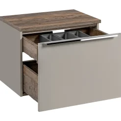 Mobile bagno sospeso 60cm 1 cassettone e 1 cassetto attrezzato grigio quercia Serif