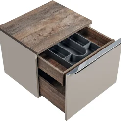 Mobile bagno sospeso 60cm 1 cassettone e 1 cassetto attrezzato grigio quercia Serif