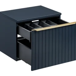 Mobile bagno sospeso 60cm 1 cassettone e 1 cassetto attrezzato cannettato blu Deep